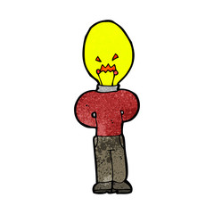 cartoon man with light bulb for head