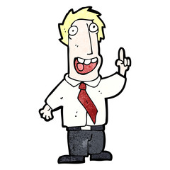 cartoon office man with crazy idea