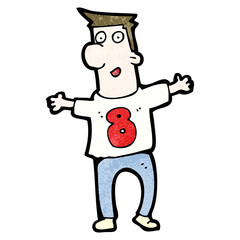 cartoon man in shirt with number eight