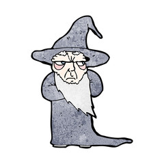 cartoon grumpy old wizard