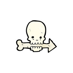 cartoon skull with arrow