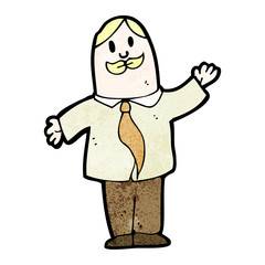 cartoon waving businessman