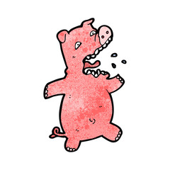 cartoon scared pig