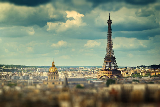 Eiffel Tower (tilt shift effect), Paris, France
