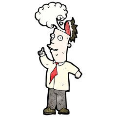 cartoon man with overheated brain
