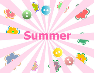 Summer theme with floral over bright multicolored background