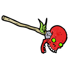 cartoon spear in skull