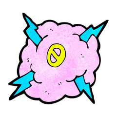 cartoon lightning storm cloud symbol with number zero