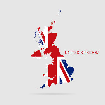 United Kingdom map with flag. Union Jack. Vector