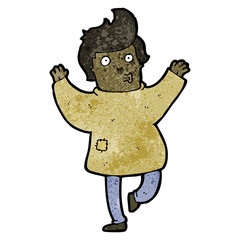 cartoon man in patched clothing