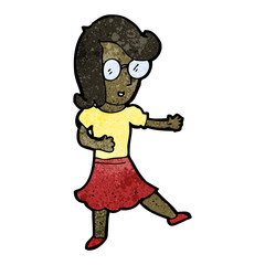 cartoon woman with spectacles