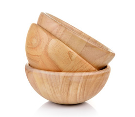 wood bowl on white background