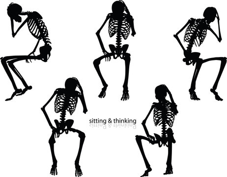 skeleton silhouette in thinking pose