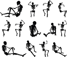 skeleton silhouette in sitting in cage