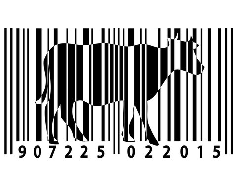 Animal rights barcode with cow silhouette