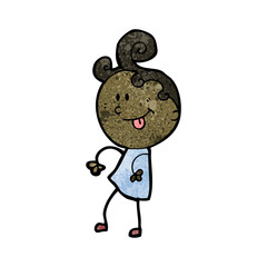 cartoon happy doodle woman