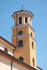 Fototapeta na wymiar Bell tower church Romagnano al Monte village