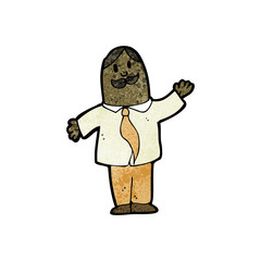 cartoon waving man with mustache