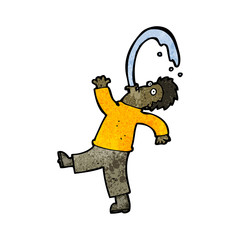 cartoon man spitting water