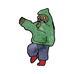 cartoon boy in hooded top dancing