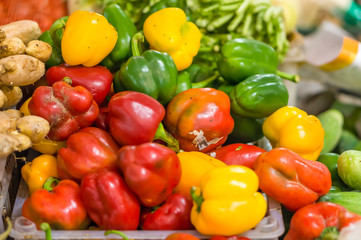 Heap of bell pepper is also called Jon's head or sweet pepper