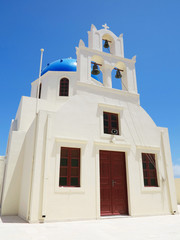 Santorini island Greece - beautiful typical house with white wal