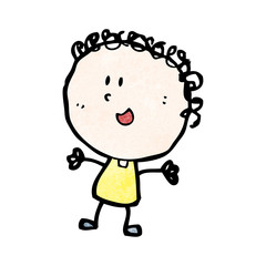 cartoon happy doodle woman