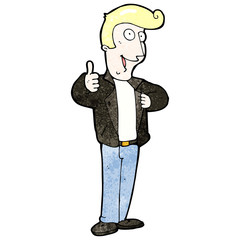 cartoon cool guy in leather jacket