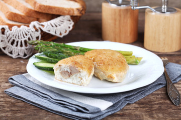 Traditional Russian cuisine - homemade fish patties (zrazy) 