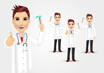 set of doctors with medicine packet