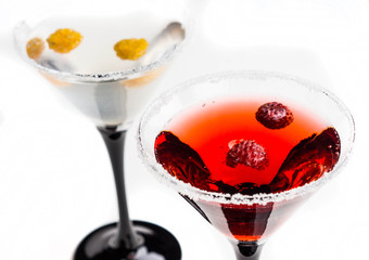 Red cocktail with raspberry