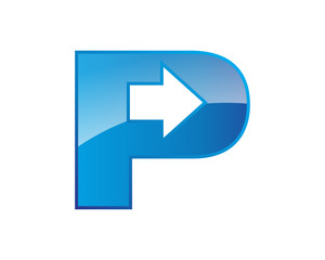 direct arrow letter icon logo P