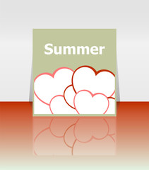 Grungy summer poster with love heart set. I love summer concept