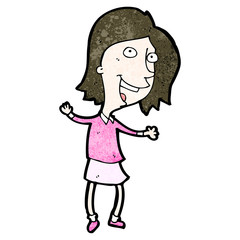 cartoon excited woman