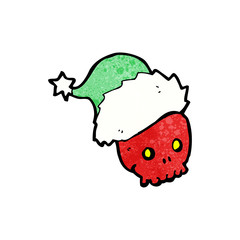cartoon skull in christmas hat