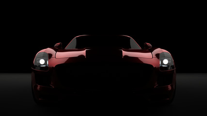 Naklejka premium Computer generated image of a luxury sports car, studio setup, dark background.