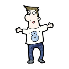 cartoon man in shirt number eight