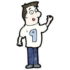 cartoon man in shirt number nine
