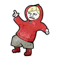 cartoon boy in hooded sweatshirt dancing