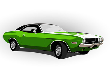 Obraz na płótnie Canvas american muscle car green