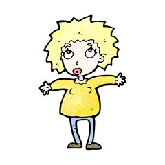 cartoon woman looking upwards