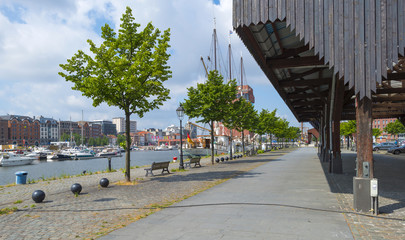 Fototapeta premium The port of Antwerp in sunlight in summer