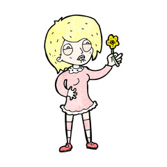 cartoon proud gardener woman