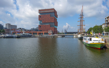 Fototapeta premium The port of Antwerp in sunlight in summer