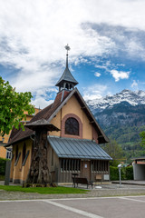 Fototapeta na wymiar Local church in small town Brienz, Interlaken region Switzerland