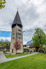 Local church in small town Brienz, Interlaken region Switzerland