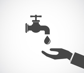 tap faucet icon with hand
