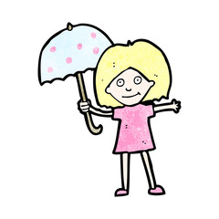 cartoon woman with umbrella