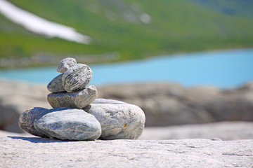 Fototapeta na wymiar Stack of rocks in Norway