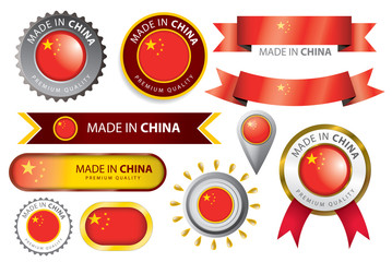 Made in China Seal, Chinese Flag (Vector Art)